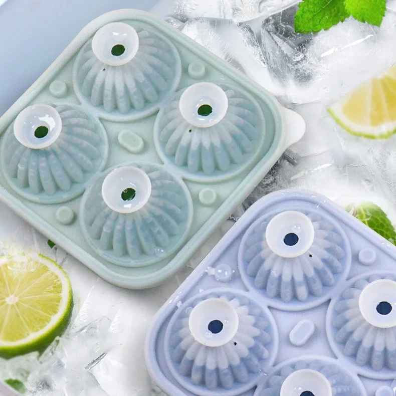 New Design Ice Cream Silicone Molds 4 Cavities Easy To Demold Ice Cube Molds Trays BPA Free Silicone Ice Mold