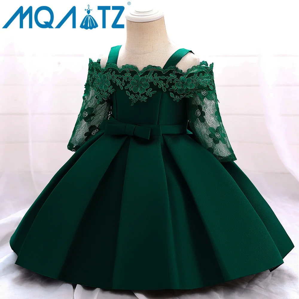 MQATZ hot sale off shoulder baby long sleeve dress red 1-3 year tollder baby girl christening dress  L5083xz