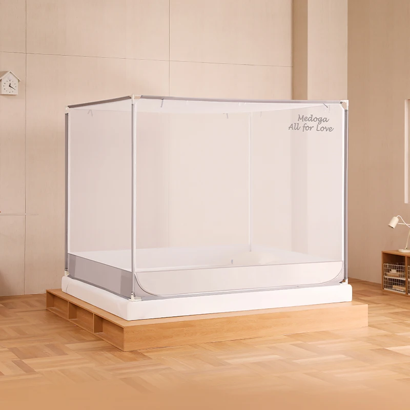 Medoga Factory Wholesale Best Tent Net With Iron Frame Square Supports Bed Canopy Mosquito Net For Bed