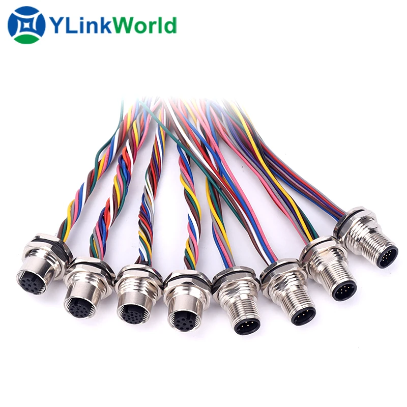 m8 male female connector 2 3 4 5 6 7 8 9 10 12 13 14 15 16 18 19 20 24 pin auto aviation cable pcb push pull plastic connector