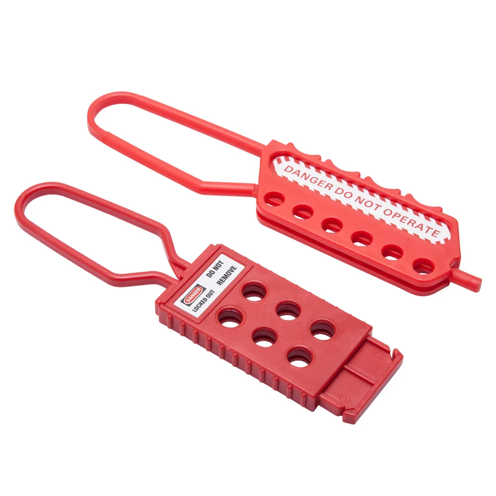 Industrial  Dia.6mm Nylon Plastic Snap Red Lockout Hasp 6 Holes Padlocks Isolation Multi Hasp