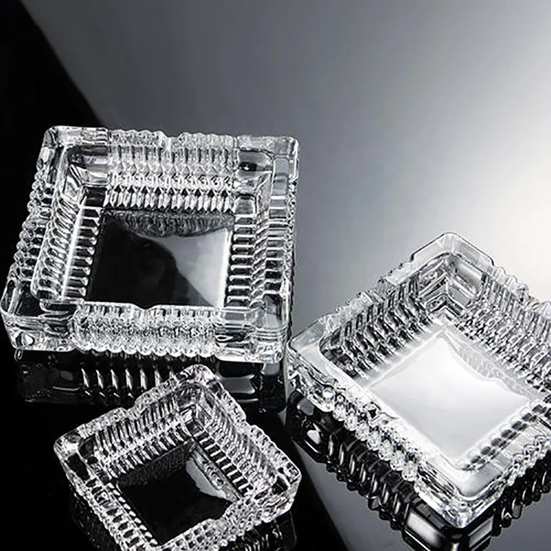 Wholesale Custom Design Logo Ash Tray Smokeless Square Pocket Glass Cigar Ashtray