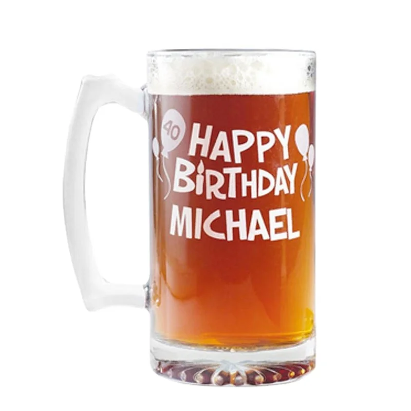 Factory wholesale 16oz custom beer mug decals classic customize glass beer cup with handle Thicken strong unbreakable beer mugs
