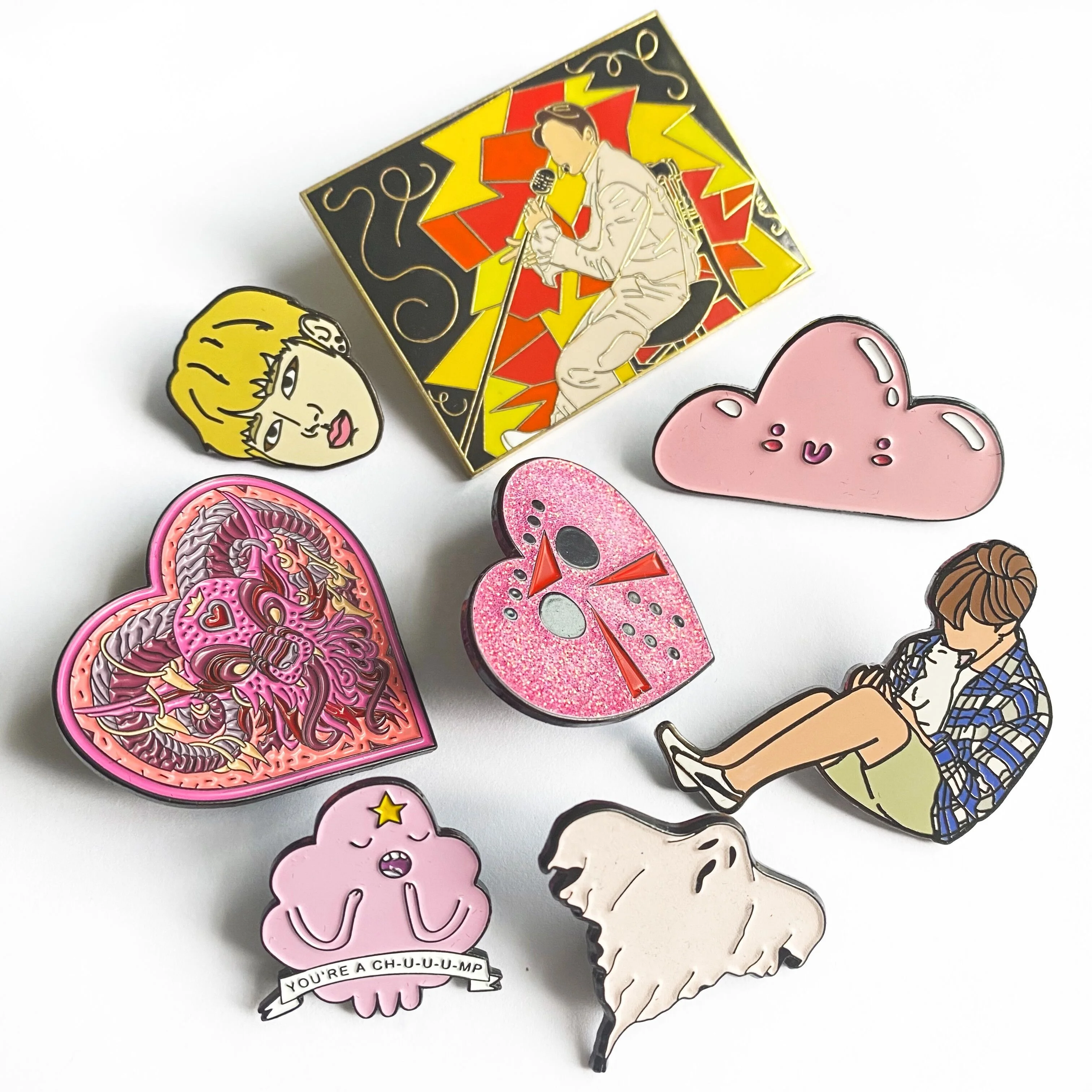 Korean Style Shirt Button Backing Cute Glitter Idol Heart Accessory Safety Pin