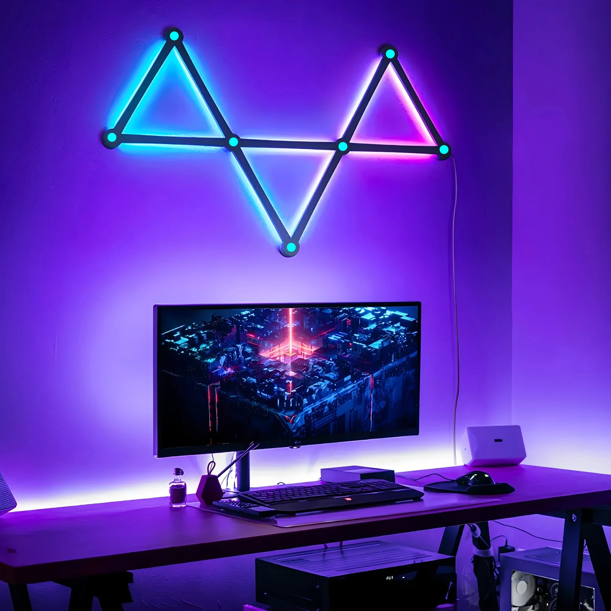 DIY  RGB Smart Splicing Glide Wall Lighting Music Sync Bar Home Decor LED Light 9 Segmen for Gaming Streaming Smart Home Lights