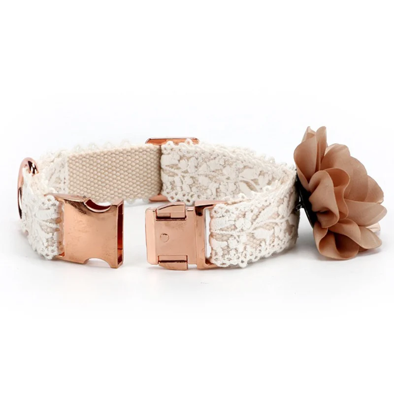 Wholesale Lace Flower Small Dog Cat Teddy Straps Collar Leash Custom Set Luxury Pet