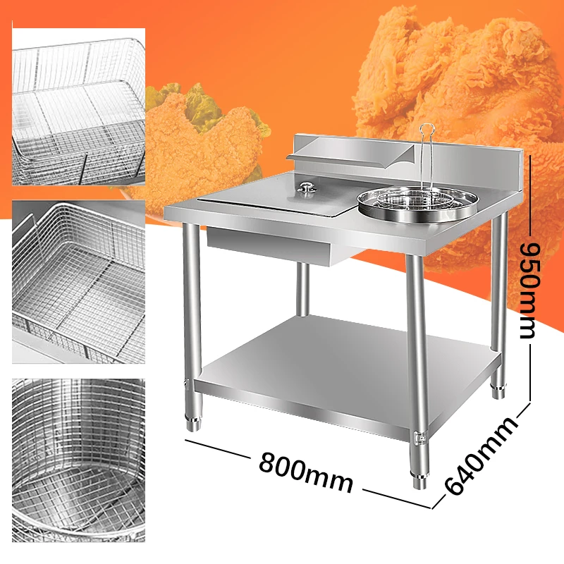 Commercial KFC Equipment Dust Fried Chickens Preparation Wrapping Powder Tables Chicken Breading Table