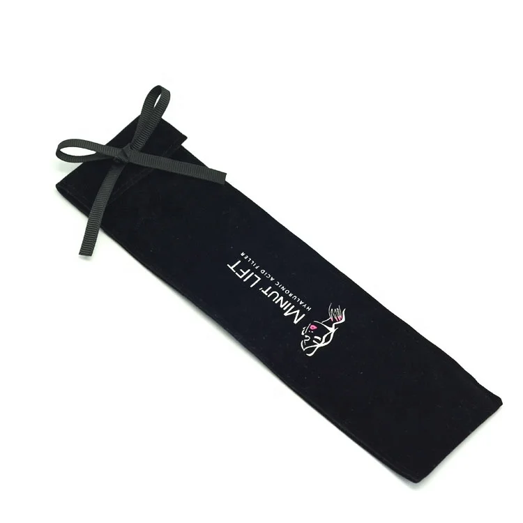 Wholesale logo customized velvet suede  jewelry long pouch packing for watch