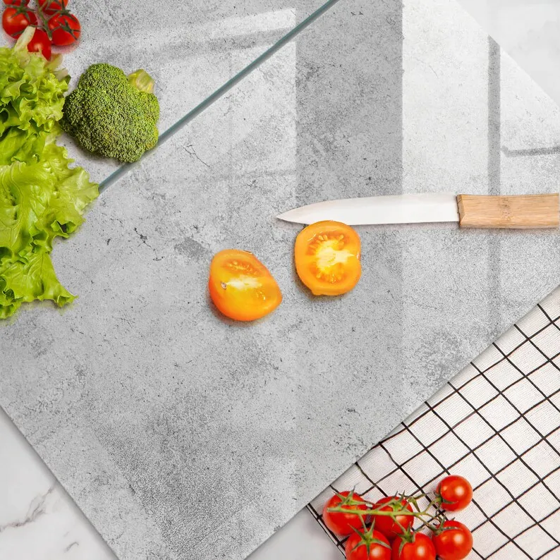 Tempered Glass Splashback 52x30cm for Stove Glass Protection and Oven Backsplash in Kitchen with Gray Culinary Decor