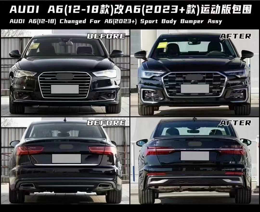 High Quality Body Kit For 12-18 Audi A6 C7/C7PA  Upgrade 23 A6L C8PA Front car bumper with grill fender hood