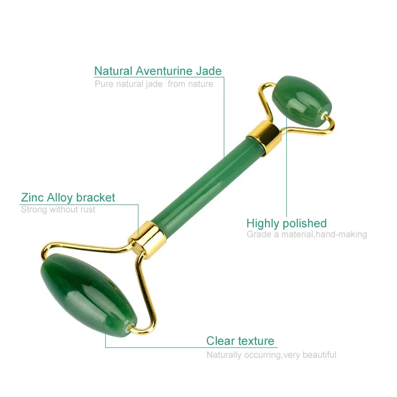 New Design Custom Facial Green Jade Massage Roller And Gua Sha Set