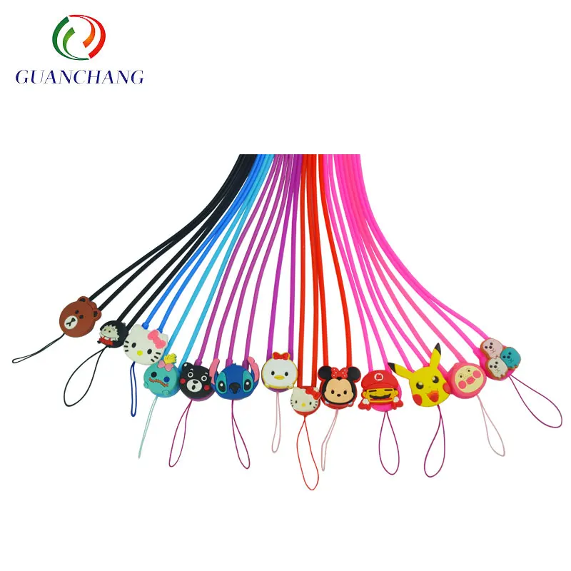 Factory Gift wholesale  multiple use mobile phone neck strap buckle lanyard PVC silicone Cartoon Cute Phone Personality Lanyard
