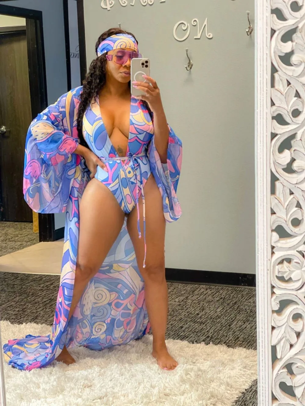 H2711 Woman Long Floral chiffon Fabric Blue Casual Beachwear Summer Orange Lace Kimono Sexy Maxi Dress