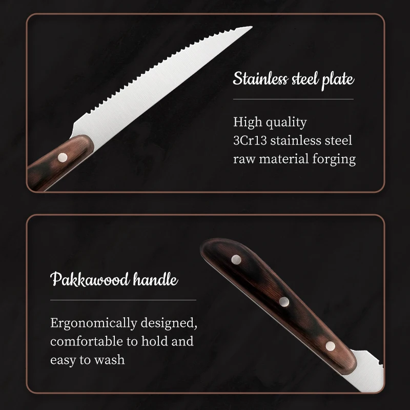 Multiple styles of selection factory price steak knife set high quality wood handle steak knife