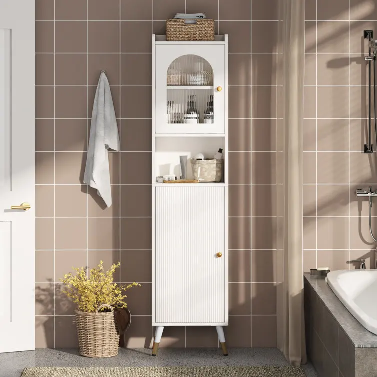 Freestanding Linen Cabinet Built with 0.59' thick high-quality environmentally premium MDF practical tall bathroom cabinet