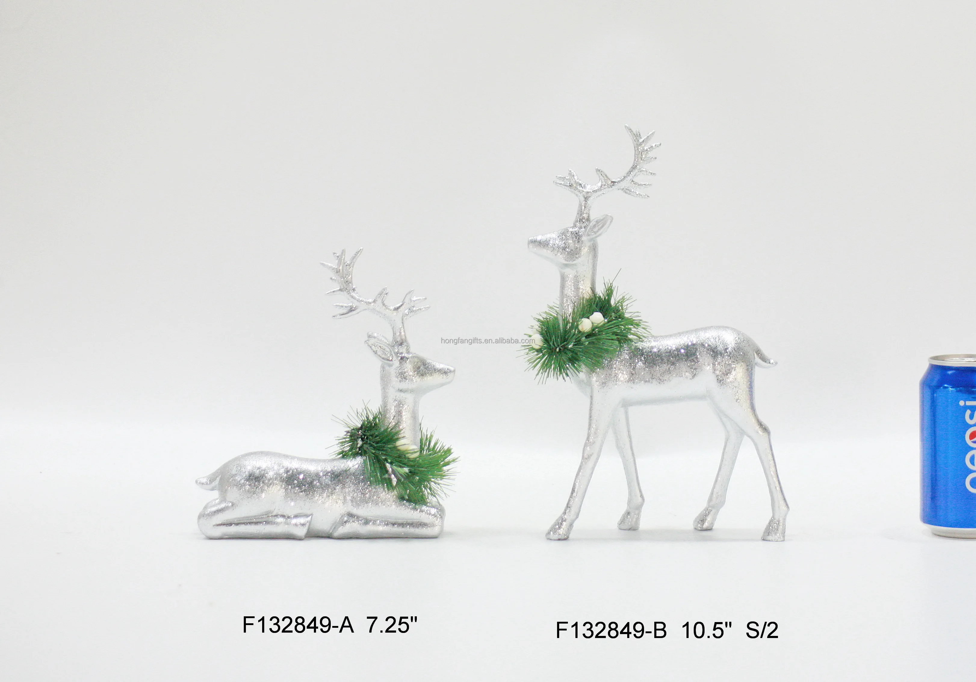 New Fashion Resin Deer Crafts Decoration For Christmas Polyresin 2 Set Silver Deer