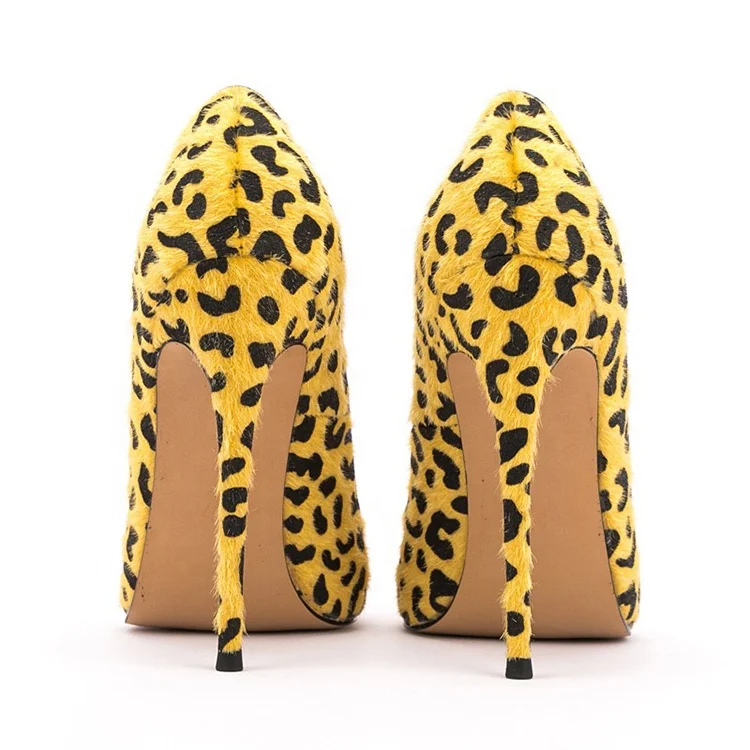 New colors yellow leopard print girls office pumps shoes 4.7 inches shoes women high heels