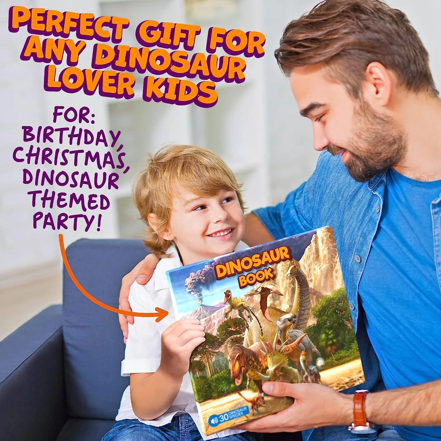 Dinosaur Book with 30 Species Facts Names and Realistic Sounds for kids learning