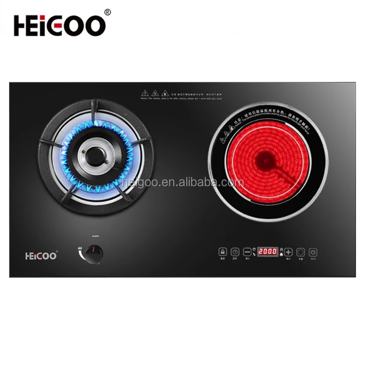 Энергосберегающая Встроенная бытовая техника с 2 горелками, инфракрасная Индукционная керамическая плита и газовая плита, пластина из закаленного стекла