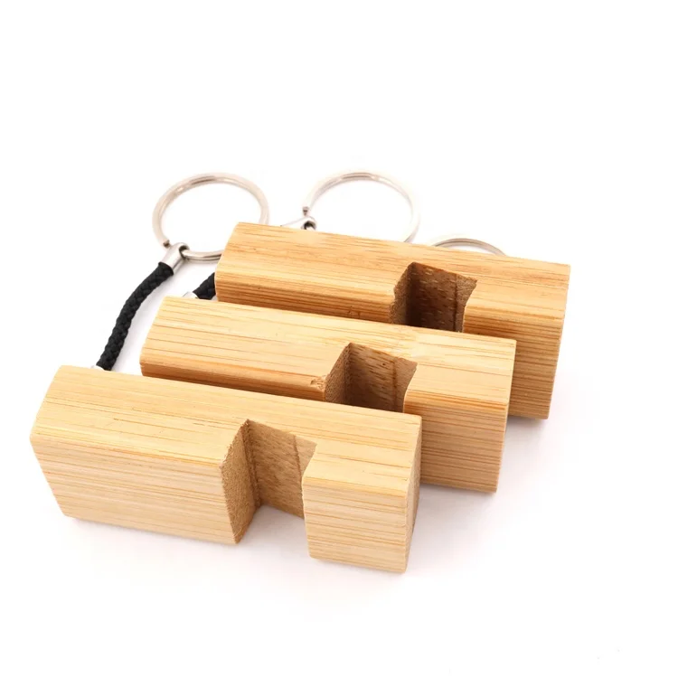 wholesale natural eco friendly bamboo mobile phone holder Keychain mobile phone stand