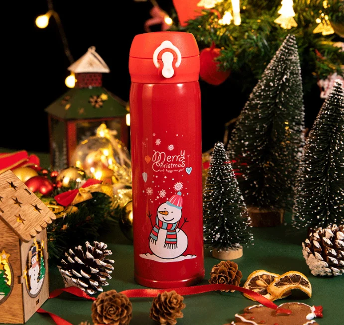 Double walled vacuum thermos flask Bounce with the cup 304 stainless steel mug fashion hand cup cupping cup one button open