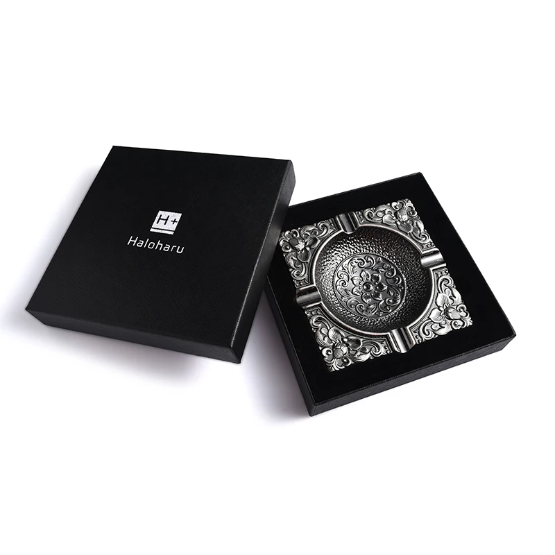 Best Selling High Quality Flower Pattern Souvenir Metal Office Hotel Antique Copper Ashtray