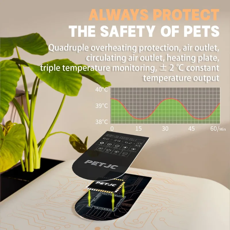 71L Smart Dog Hair Dryer for Cat Quiet Automatic Pet Dryer Box Smart Temperature Control 360 Degree Cat Drying Box for Cat Puppy