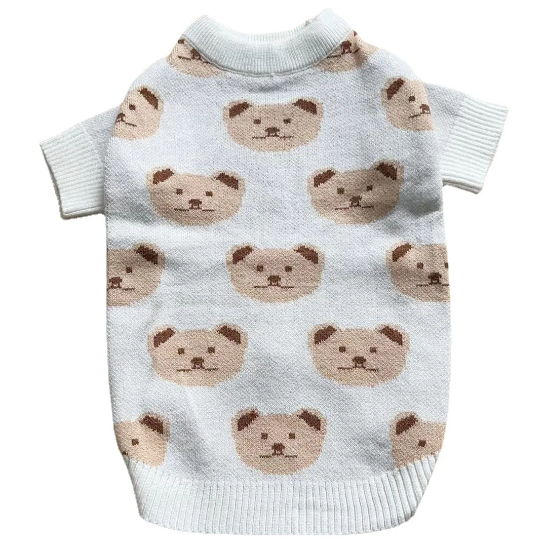 Luxury Solid Color Knitted Dog Jumper Sweater Winter Warm Soft Designer Pet Clothes Knit Sweaters For Dogs