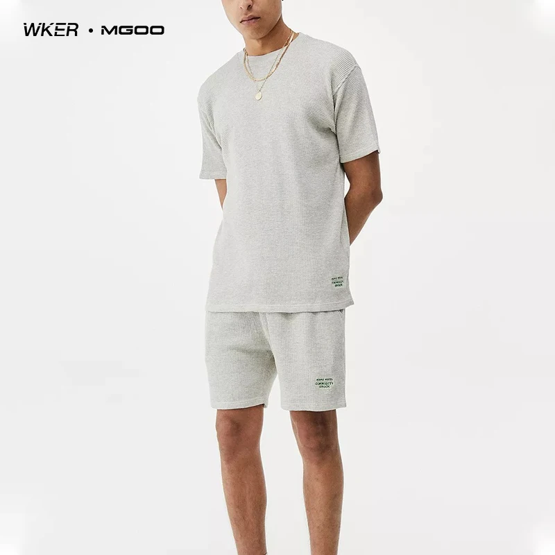 Повседневные вафельные шорты WKER свободные для бега пижамы с вышивкой и