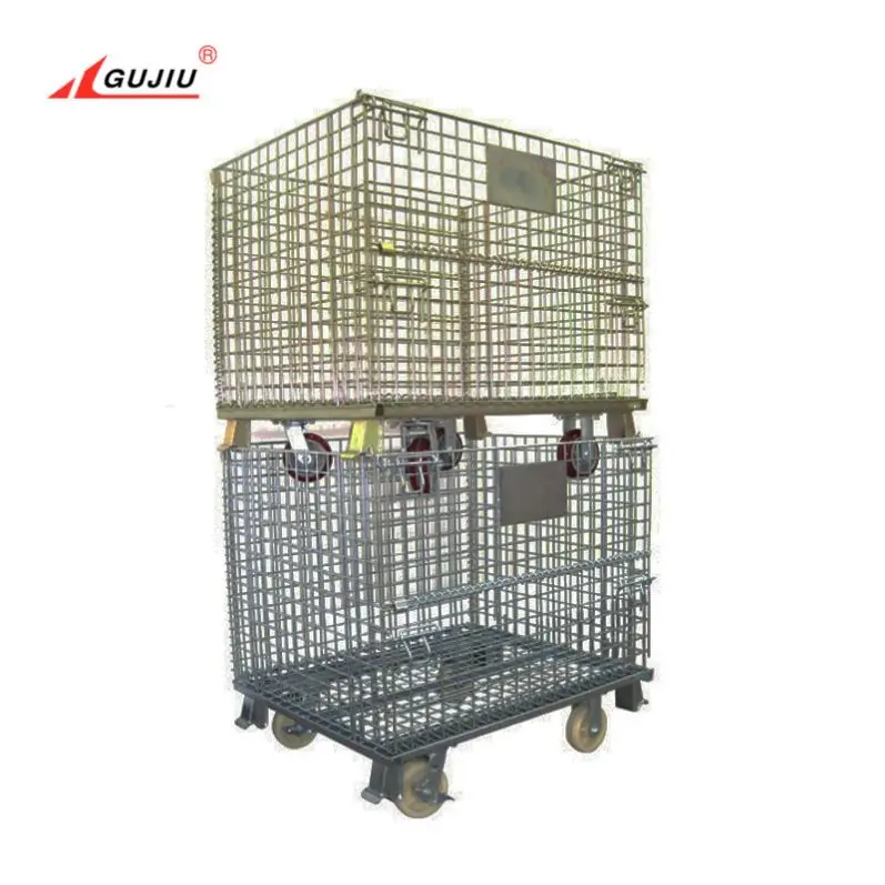 
Warehouse Mesh Electro-Zinc Wire Collapsible Welded Folding Steel Storage Cage Stackable Stillage 