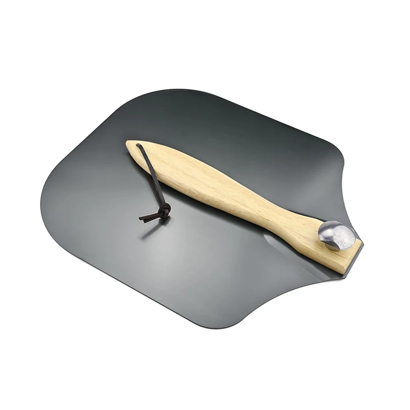 Premium quality Durable Black Hard anodized Pizza turning peel shovel paddle with Folding Handle for Indoor and Outdoor Pizza Ov