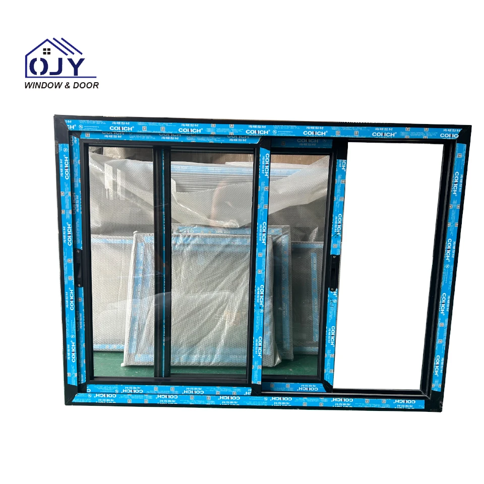 Customized Pvc Profile Sliding Glass Window Tempered Glass With Screen Hurricane Impact Proof Sound Proof Sliding Window