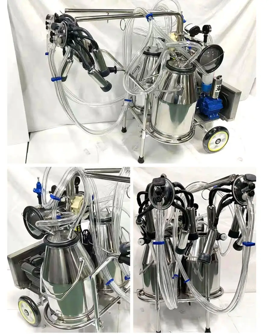 Farm Cow Portable Double Buckets Milking Machine Electric Vacuum Pump Camel Goat Sheep Cow Milking Machine
