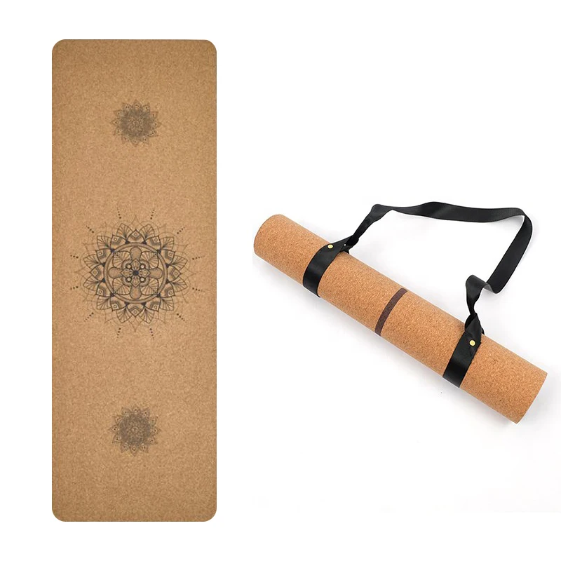 183cm * 81cm Mat Design Organic Custom Imprint Non Slip Yoga Mat Cork Eco Rubber with Poses for Kid in Bag