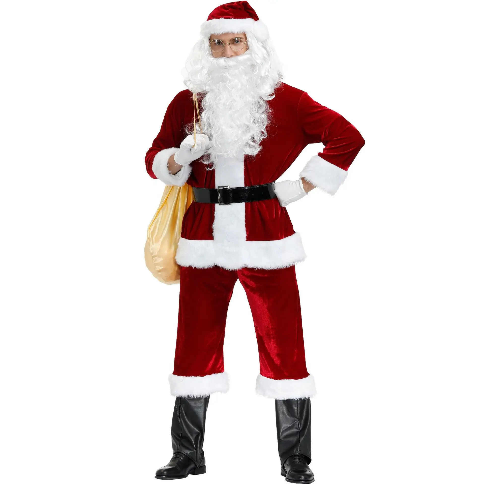 2021 autumn and winter warm and thick adult Santa Claus costume baby big red Halloween Santa Claus costume set hot sale