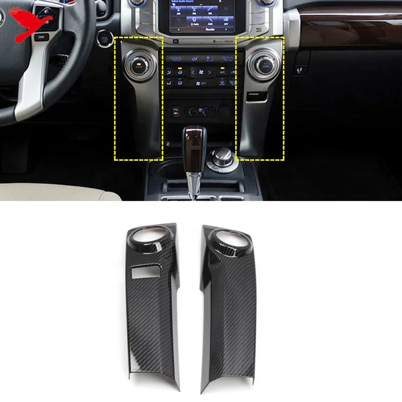 For Toyota 4Runner (N280) 2014-2024 Car Interior Accessories Center Console Strip Cover Molding Trim ABS Carbon Fiber Style 2PCS