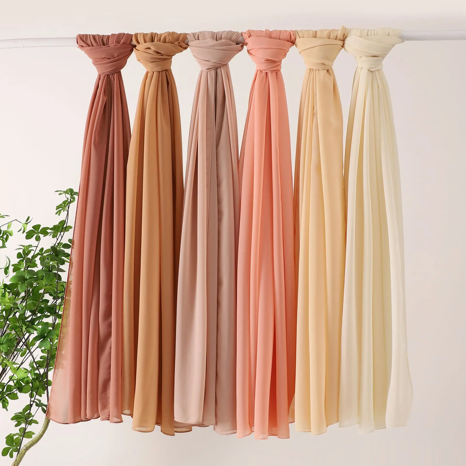 2022 Hot selling 70*170cm pearl chiffon Muslim headscarf shawls solid color hijab scarf for women