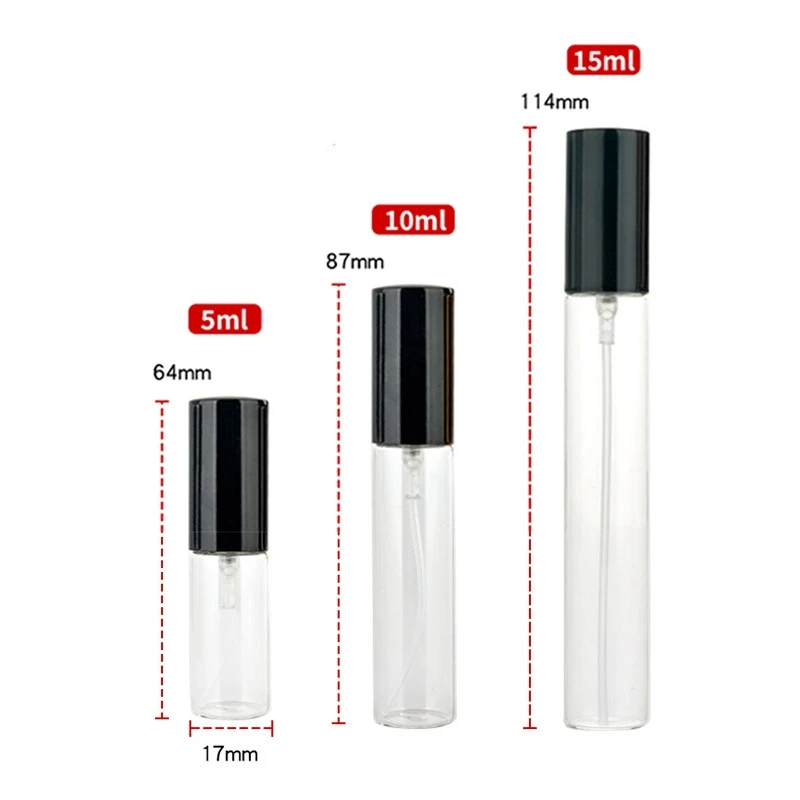 Luxury Wholesale Round 2ml 3ml 5ml 10ml Mini Empty Clear Spray Bottle Glass Perfume Sample Atomizer Tester Oil Packaging