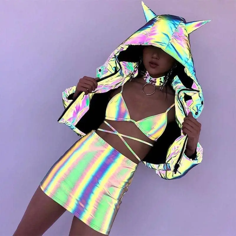 Rainbow 100% Polyester Reflective Fabric for Fashion Garments