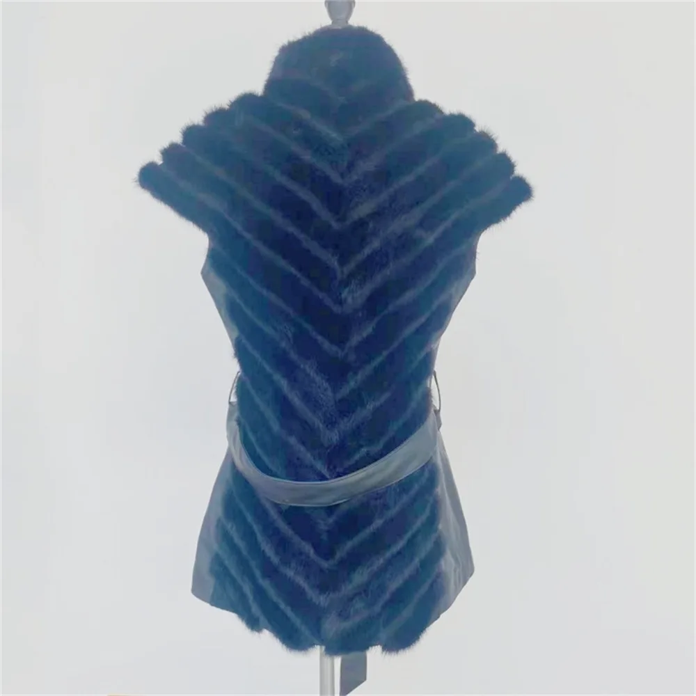 New Real Mink Hair Vest Mink Hair Top Mink Clothing Waistcoat For Women