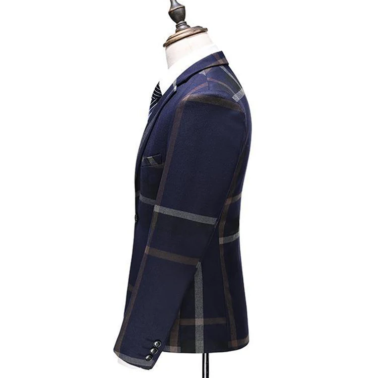 Wholesale lattice work suits man suit 3 pcs