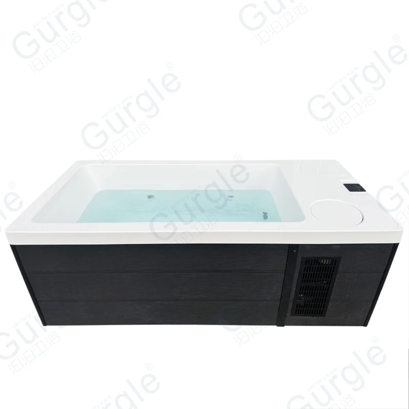 Cold Water Therapy Ice Bath Tub Cold Plunge Tub With 1hp Chiller Cooling System Wooden Skirt Square Acrylic Liner