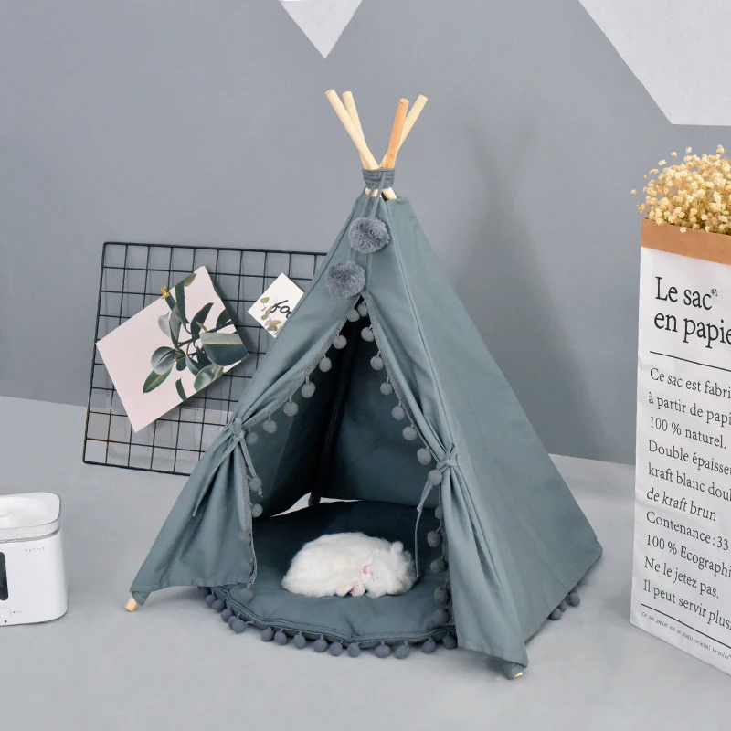 
China Websites Factory Price Five Sticks Wholesale Pet Bed Dog Teepee Tent 