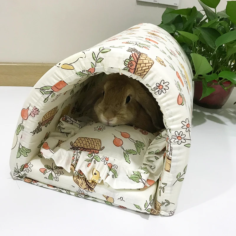 rabbit  accessories Small Animals Soft Fabric Bunny Bed LARGE Hideaway Tunnel Perfect House For Bunnies Rabbit Guinea Pig house