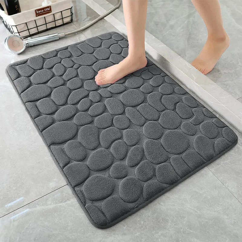 2024 Soft and Comfortable  Foam Bath Rug with Cobblestone Embossment Pads Shower Decor Bathroom Mat