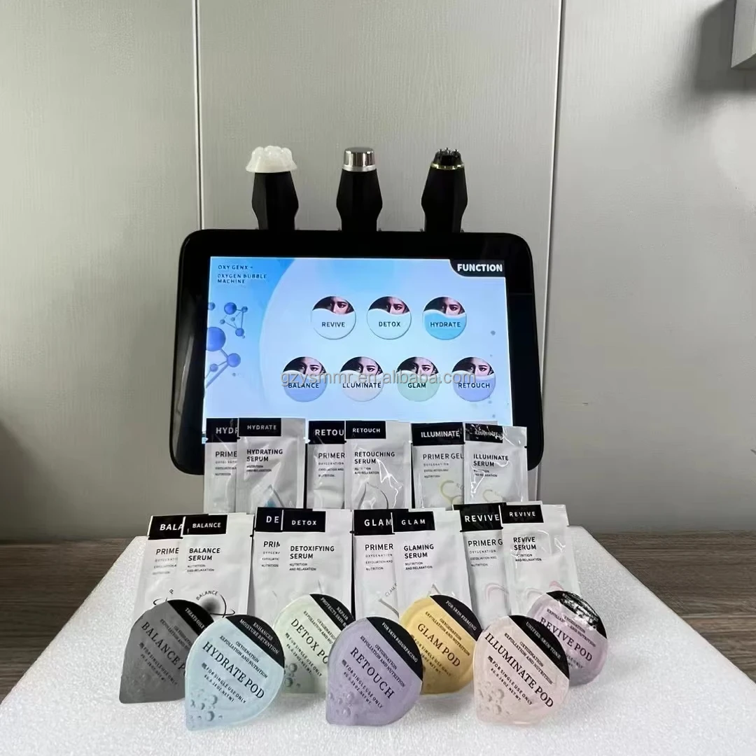 Newest Glam Hydrate CO2 Oxygen Charcoal Pods Capsule Serum Bubble Facial Kit 7 Types Skin Rejuvenation Eye Area EU/US Home Spa
