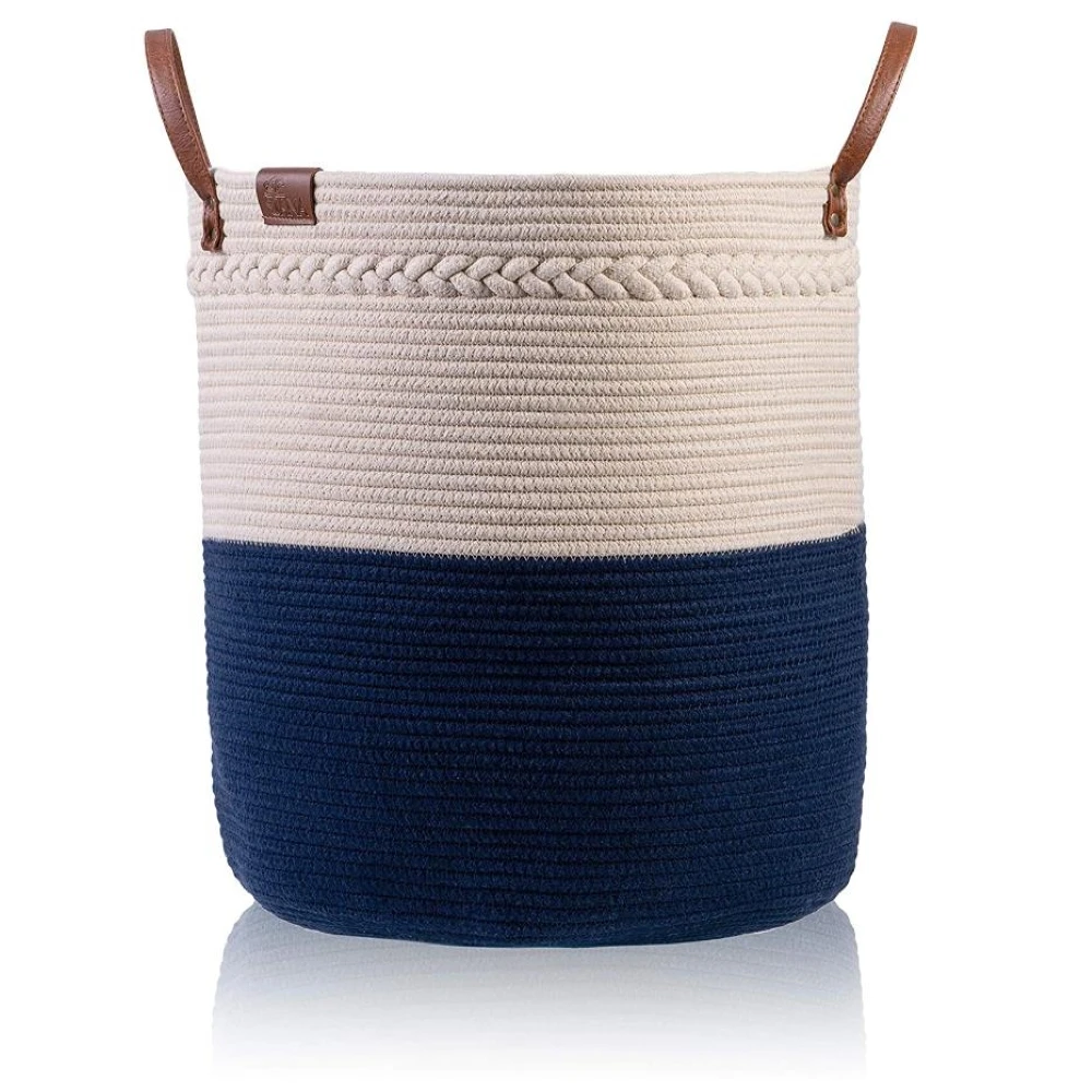 New Style Large Cotton Rope Woven Laundry Bread Storage Basket with Handles