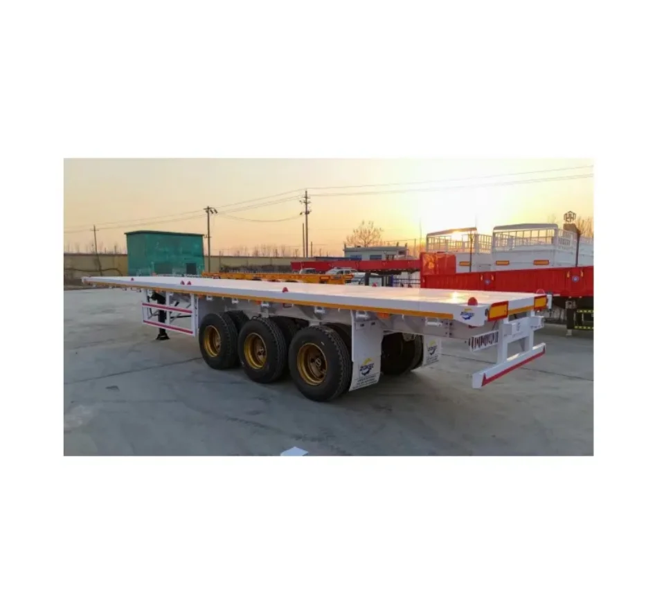 2 3 4 Axles 60 Tons 80 Ton Flatbed Semi Truck Trailers Flatbed Container Trailers