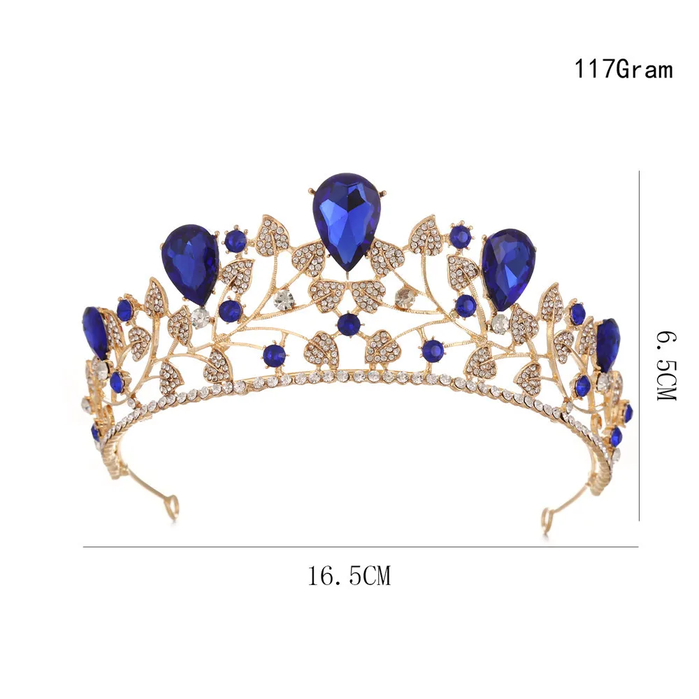 Wholesale Low Price Latest Design Blue Diamond Wedding Tiara Luxury Crystal Pageant Crown For Women