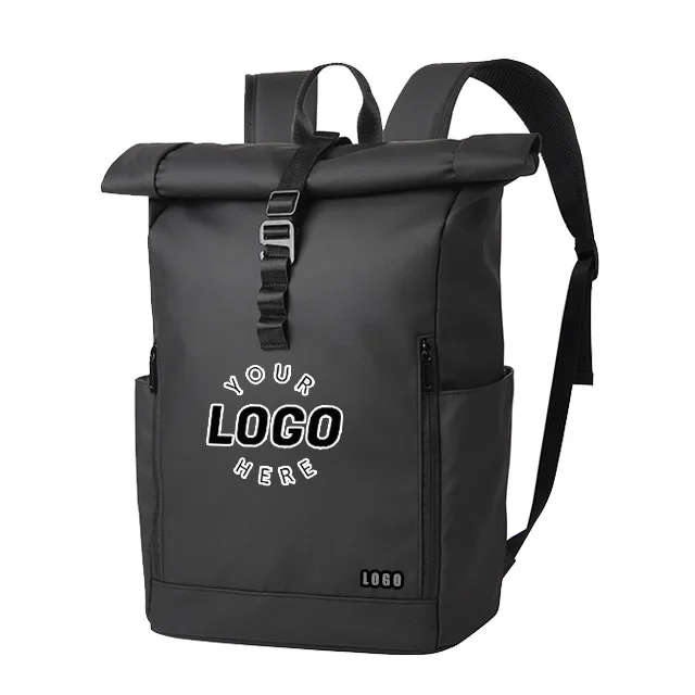 custom Recyclable material canvas unisex travel rolltop backpack for men laptop rolling bag Casual Daypack roll top backpack